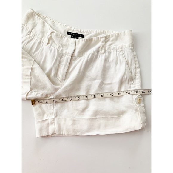 Theory Cuffed Loose Fit Linen Blend White Shorts Size 4 - Picture 6 of 12